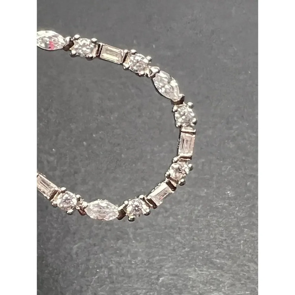 Open teardrop CZ sterling silver dangle earrings - Picture 7 of 11